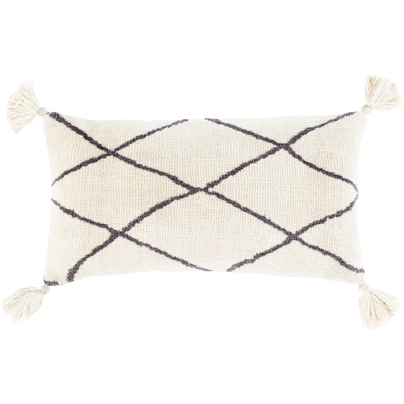 Braith Woven Pillow in Cream & Charcoal