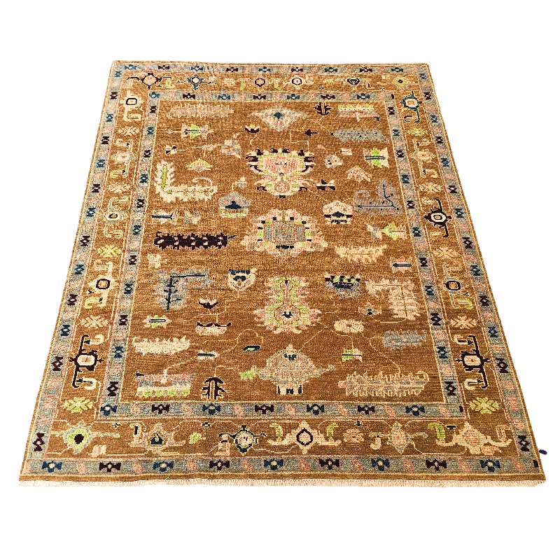 Turkish Brand New 100% Wool Hand Knotted Multi Rug ~ 8" x 10"