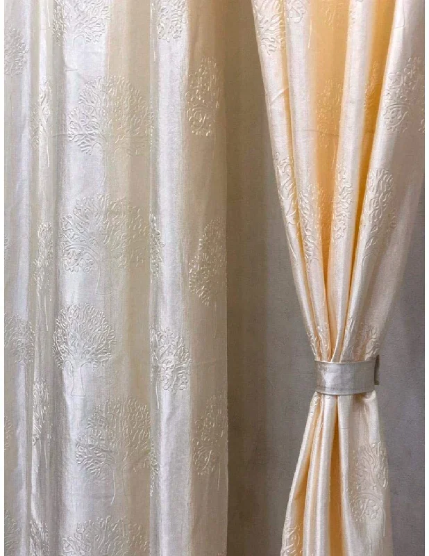 Tree Emboss Curtain - Cream (Pack of 1)