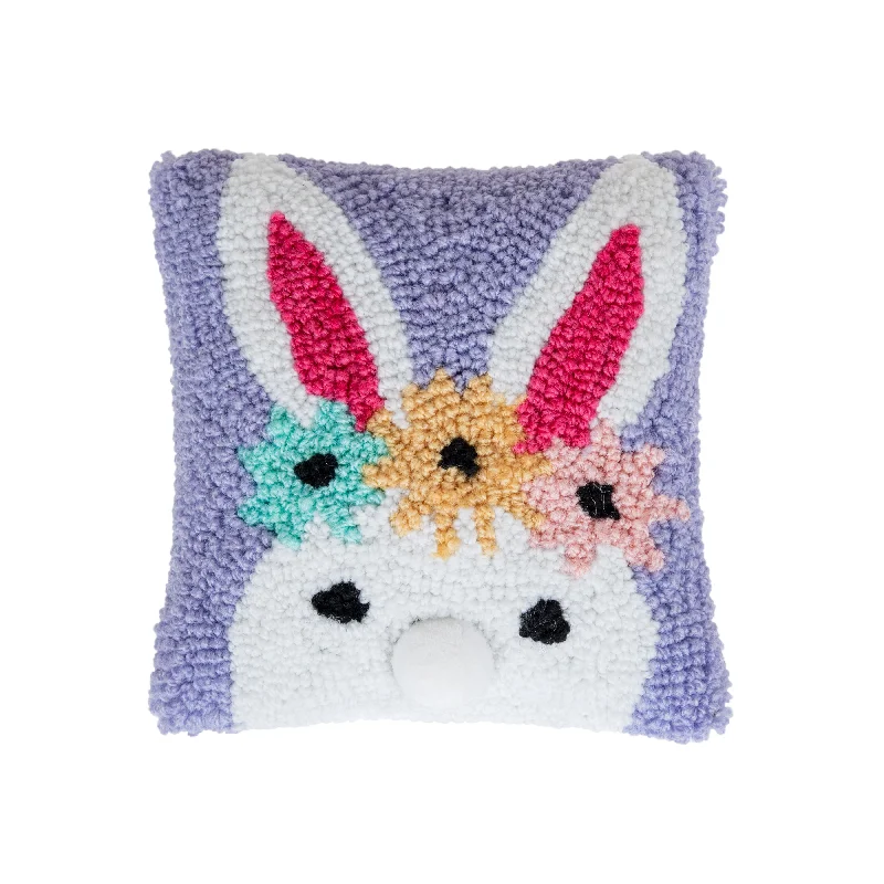 Floral Bunny Hooked Pillow