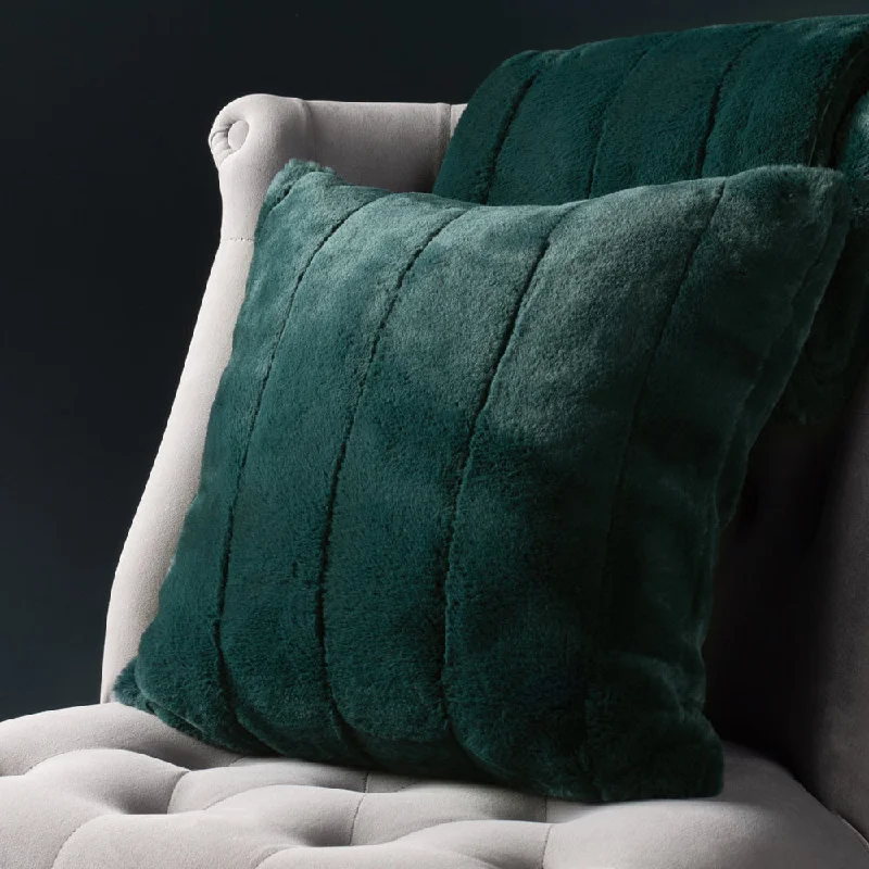 Empress Faux Fur Cushion Emerald