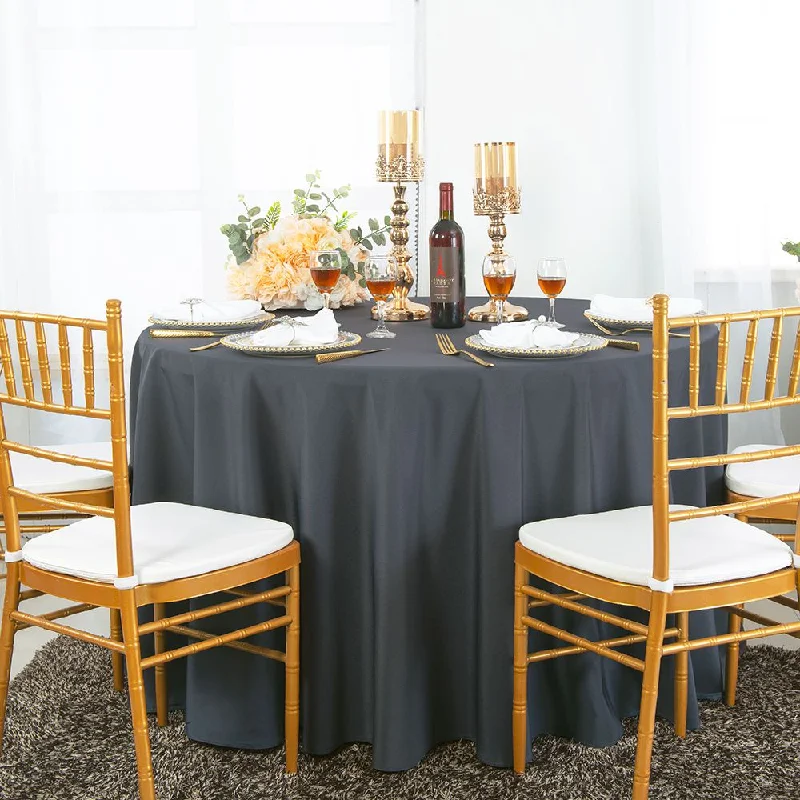 90" Seamless Round Heavy Duty Polyester (220 GSM) Tablecloth - Pewter/Charcoal (1pc)