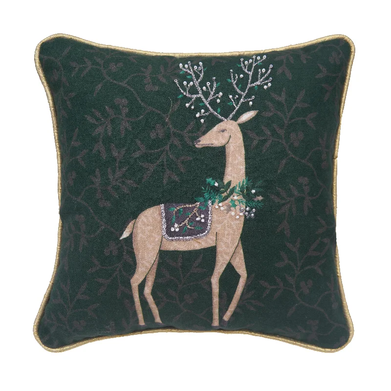 Emerald Reindeer Pillow