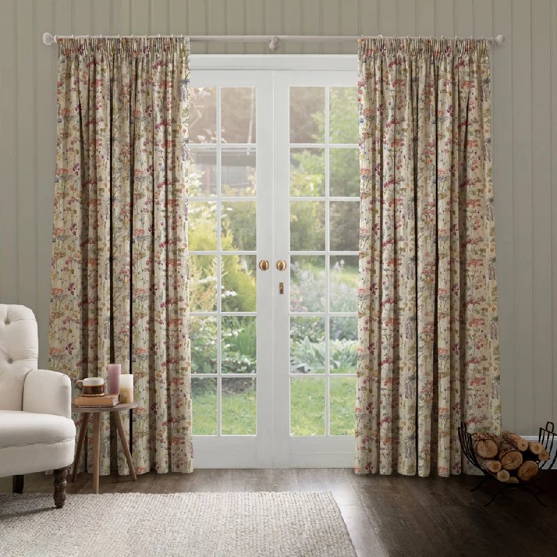 Ilinizas Printed Pencil Pleat Curtains Poppy/Natural