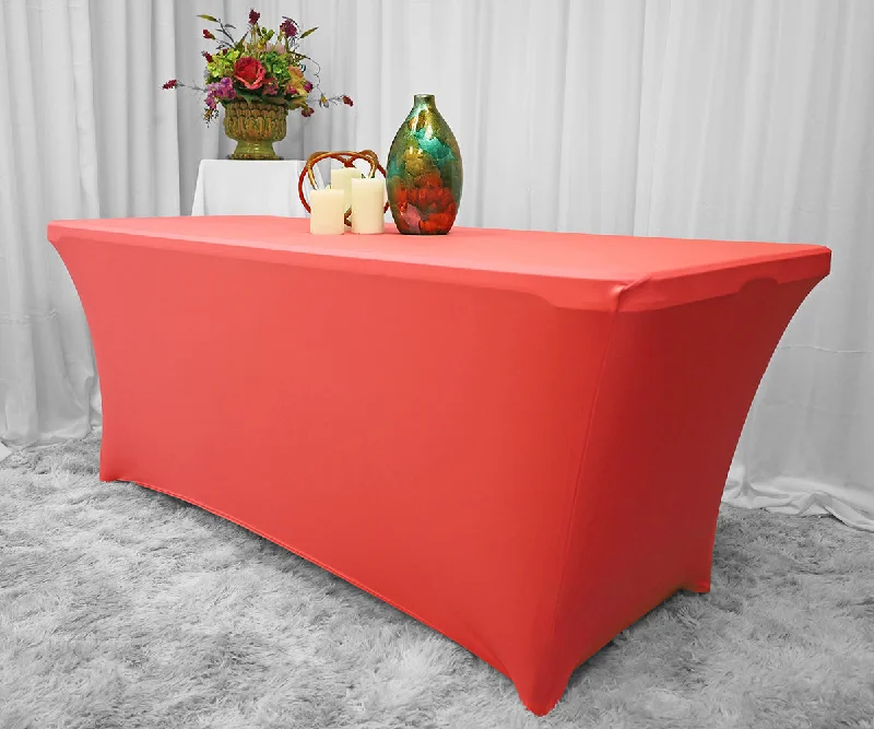 6 Ft Rectangular Spandex (220 GSM) Table Cover - Coral (1pc)