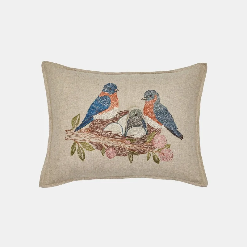 Bluebird Nest Lumbar Pocket Pillow