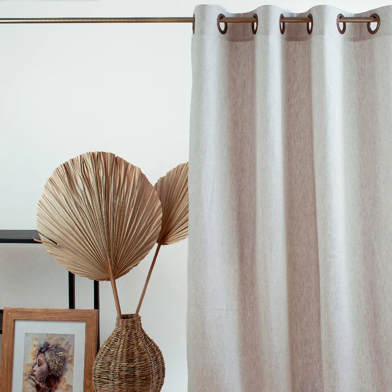 Grommet Linen Curtains Panel with Cotton Lining - Linen Window Treatments - Eyelet Top Drapes - Sold Individually