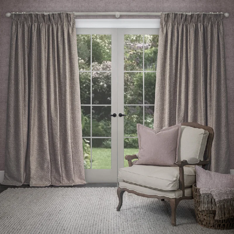 Farley Woven Chenille Pencil Pleat Curtains Truffle