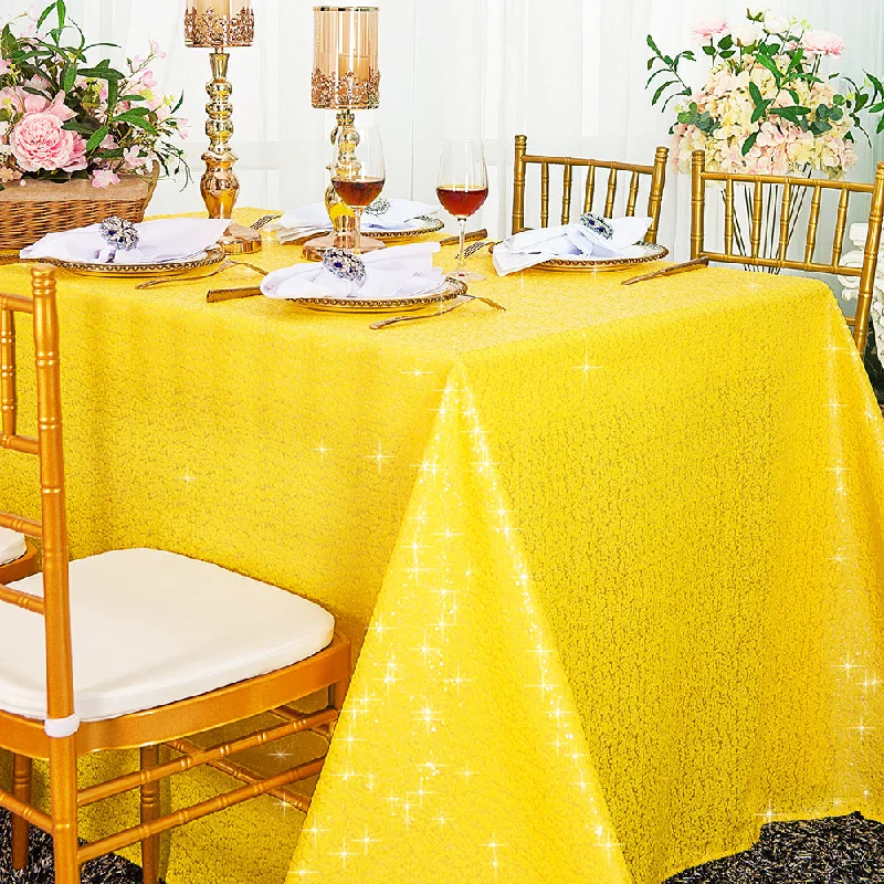 90"x156" Seamless Rectangular Sequin Taffeta Tablecloth - Canary Yellow (1pc)