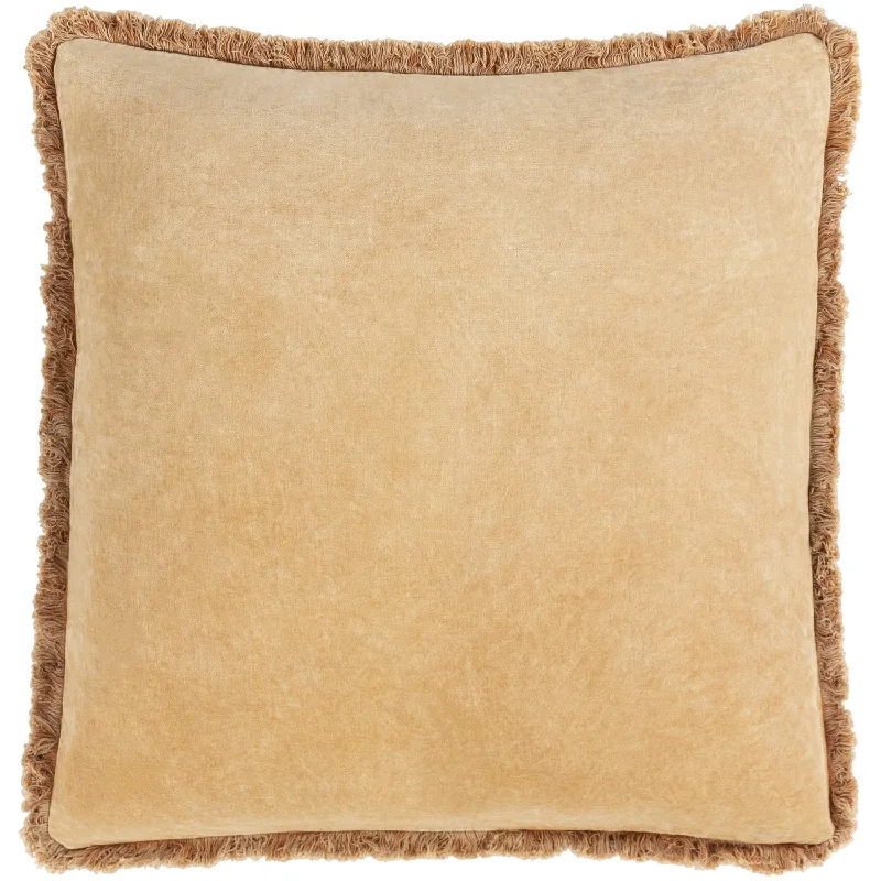 Washed Cotton Velvet Pillow in Camel