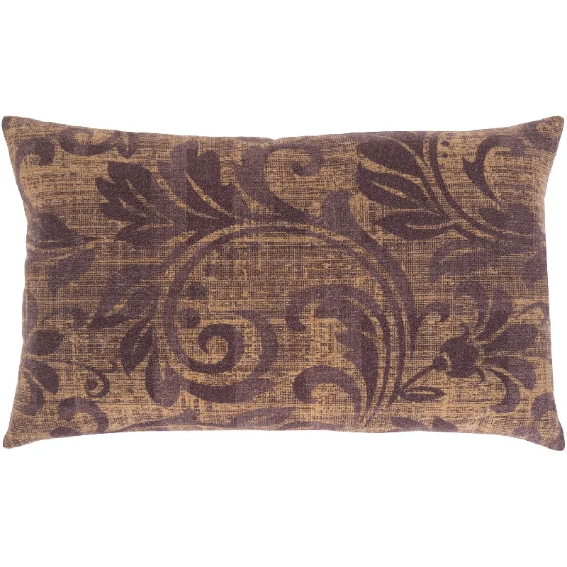 Porcha Woven Lumbar Pillow in Eggplant