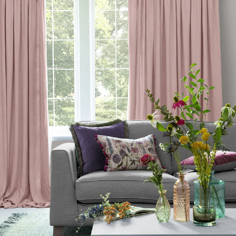 Hawley Linen Blend Pencil Pleat Curtains Blossom