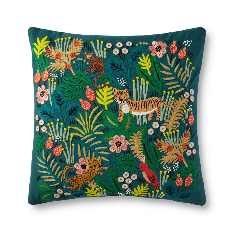 Teal & Multi Forest Pillow Cover