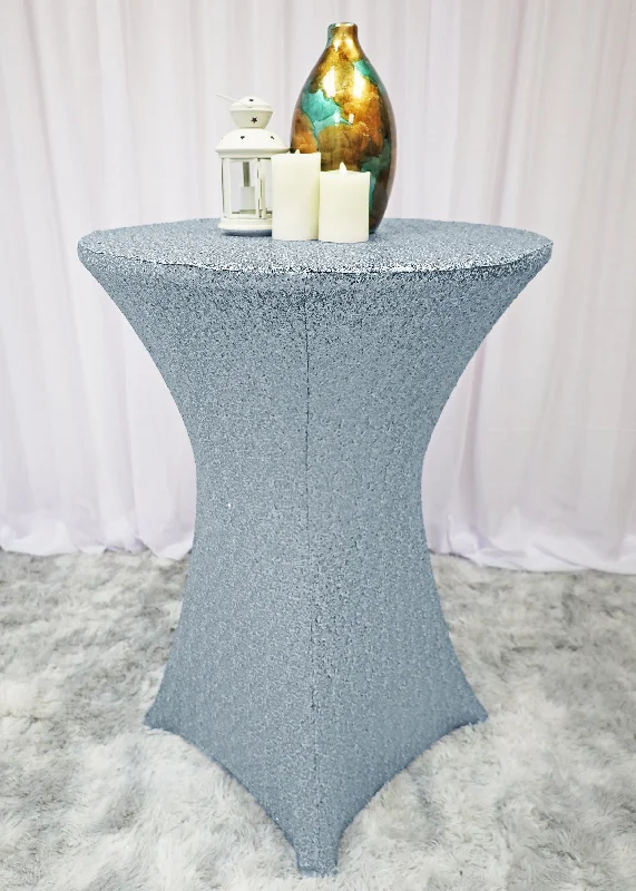 30"x42" Cocktail Sequin Spandex Table Cover - Dusty Blue (1pc)