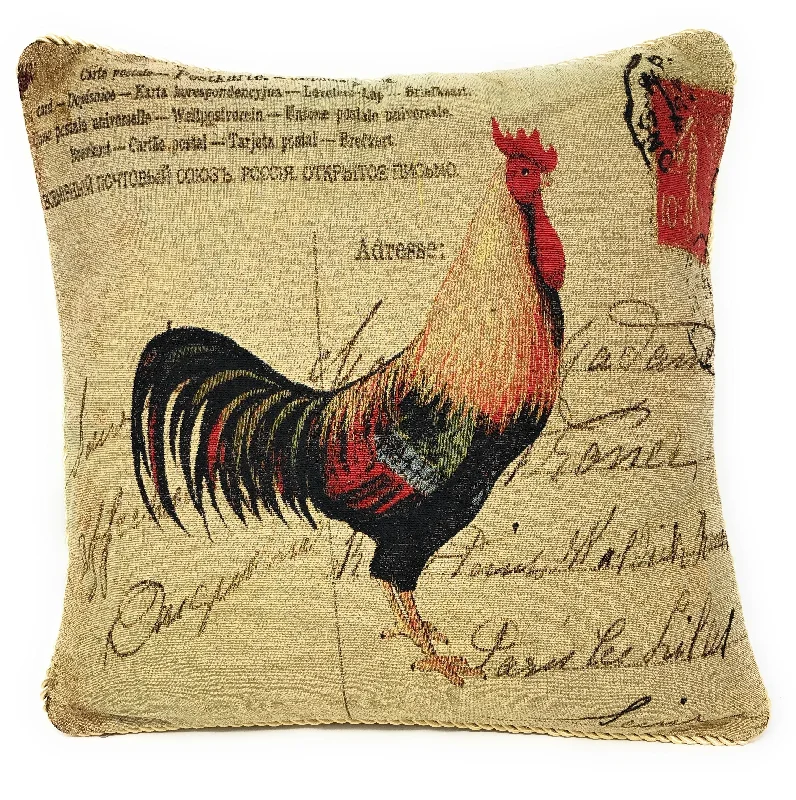 DaDa Bedding Glamorous Country Rooster Elegant Throw Pillow Cushion Cover - 18" - 1-Piece