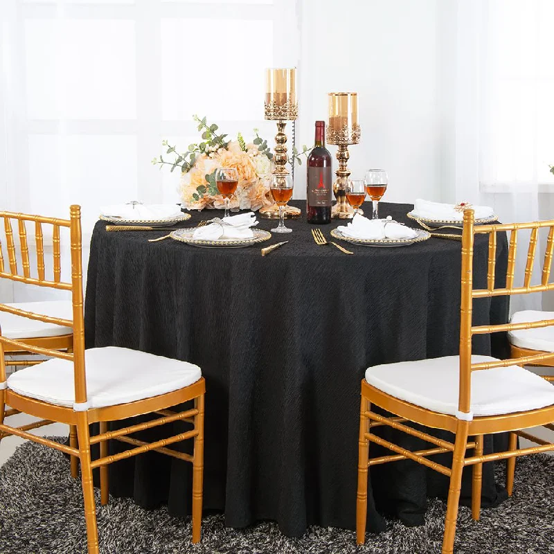 108" Seamless Round Crinkle Scuba (Wrinkle-Free) (240 GSM) Tablecloth - Black (1pc)