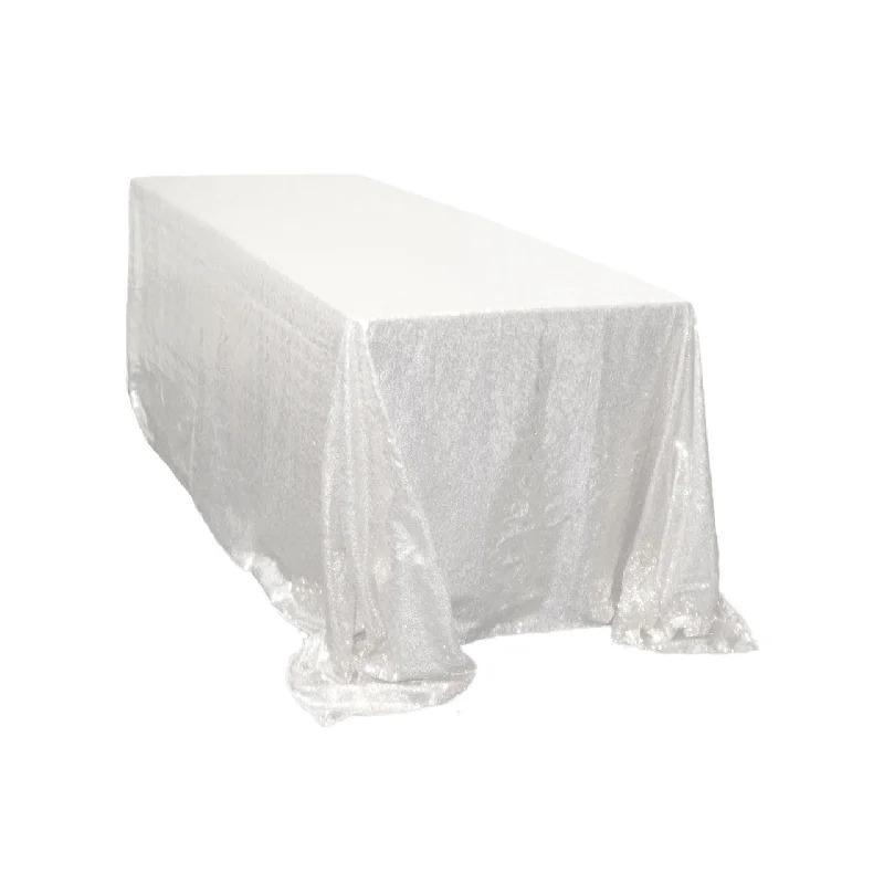 90 x 132 inch Glitz Sequin Rectangular Tablecloth White