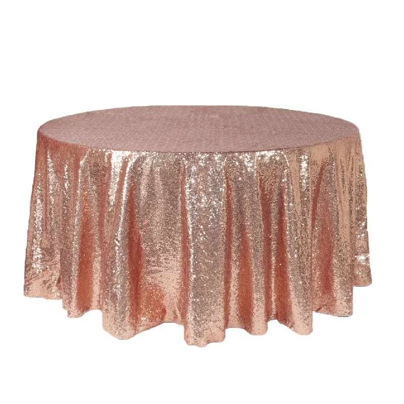 120 inch Glitz Sequin Round Tablecloth Blush