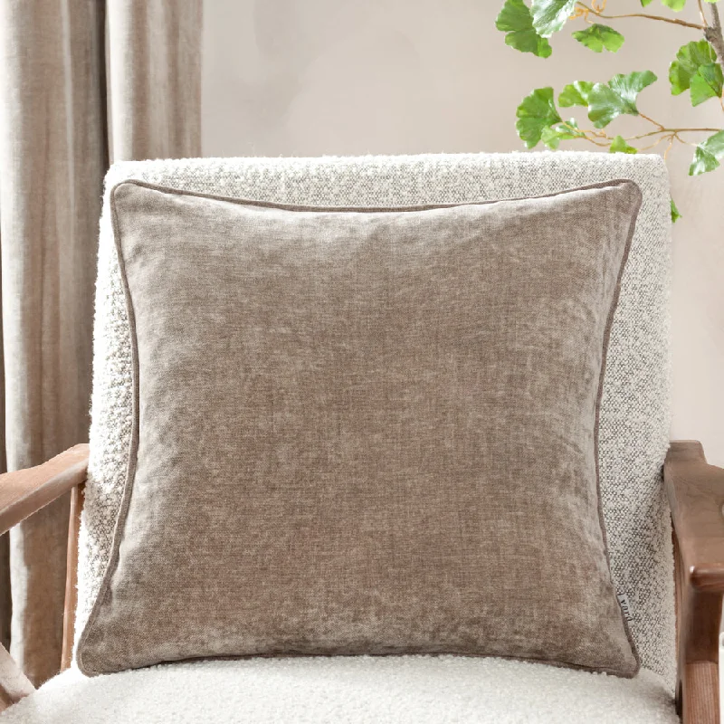 Heavy Chenille Piped Cushion Greige