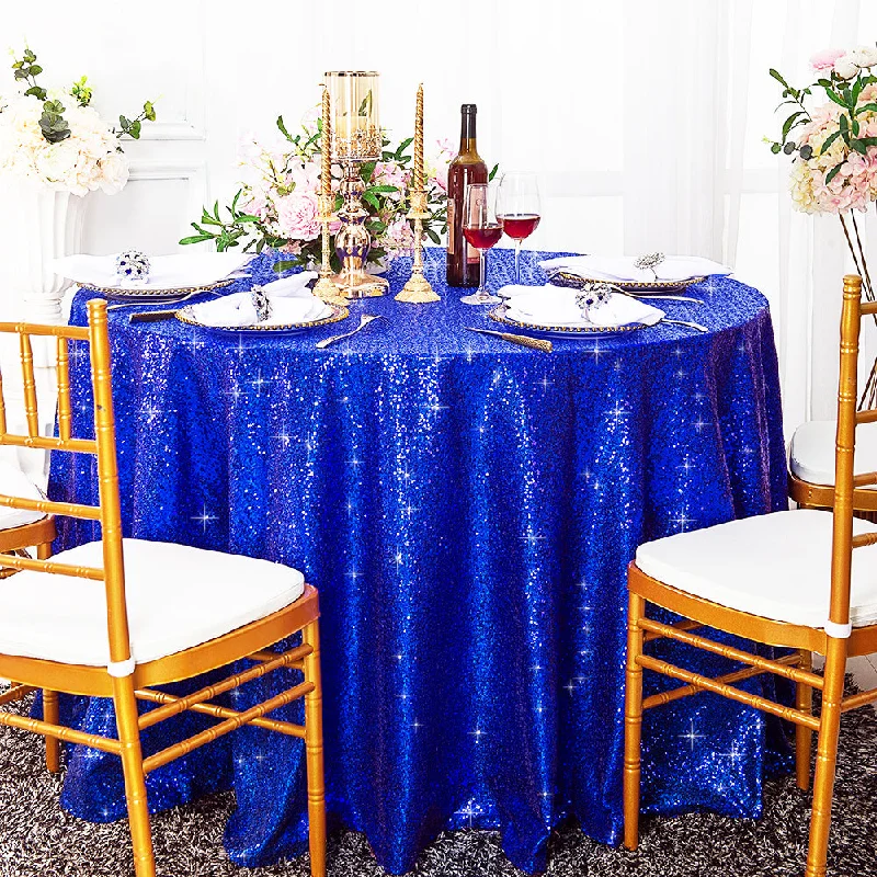 108" Seamless Round Sequin Taffeta Tablecloth - Royal Blue (1pc)