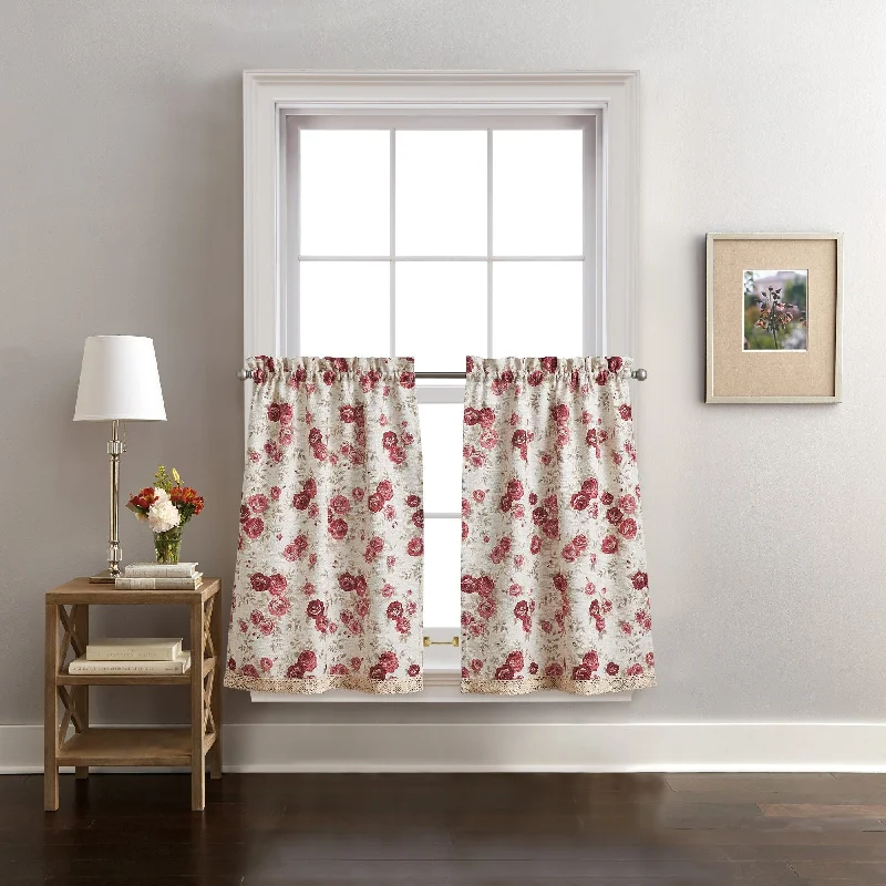 Curtainworks Antique Rose Kitchen Curtain Valance and Tier Pair Curtain Collection