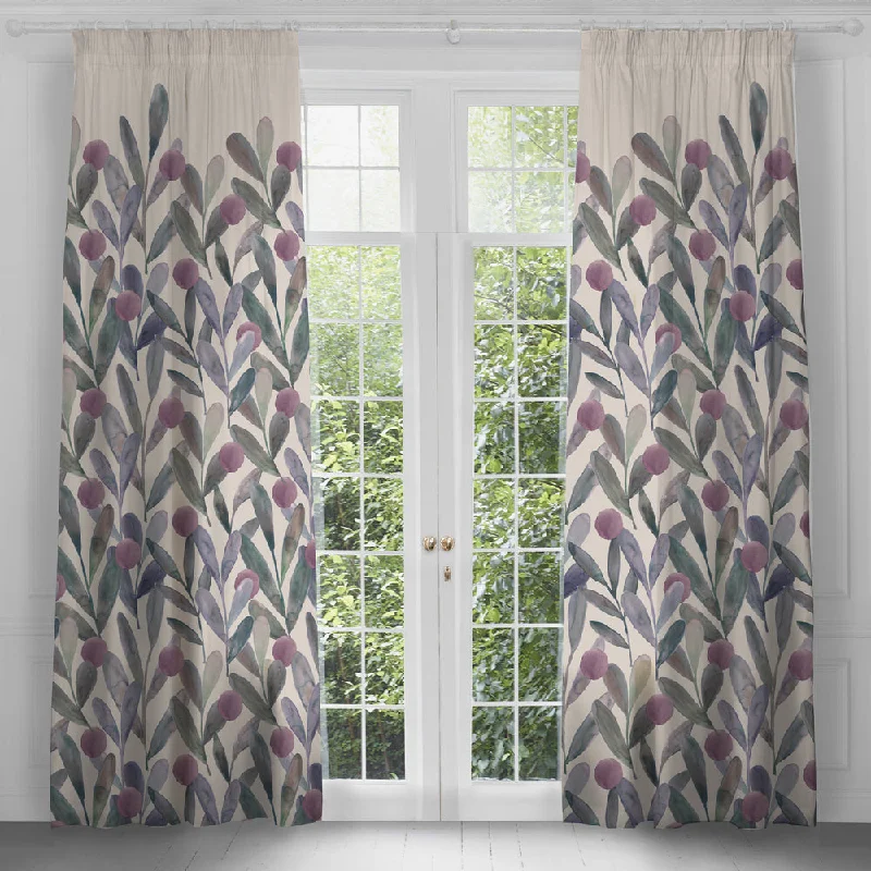 Enso Printed Pencil Pleat Curtains Violet