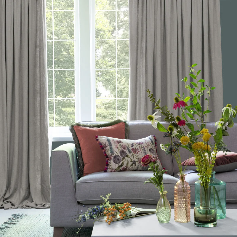 Hawley Linen Blend Pencil Pleat Curtains Bamboo