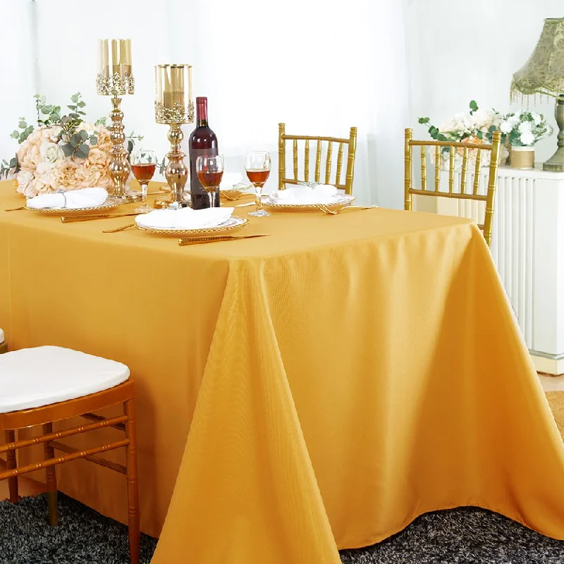 90"x132" Seamless Rectangular Polyester (220 GSM) Tablecloth - Gold (1pc)