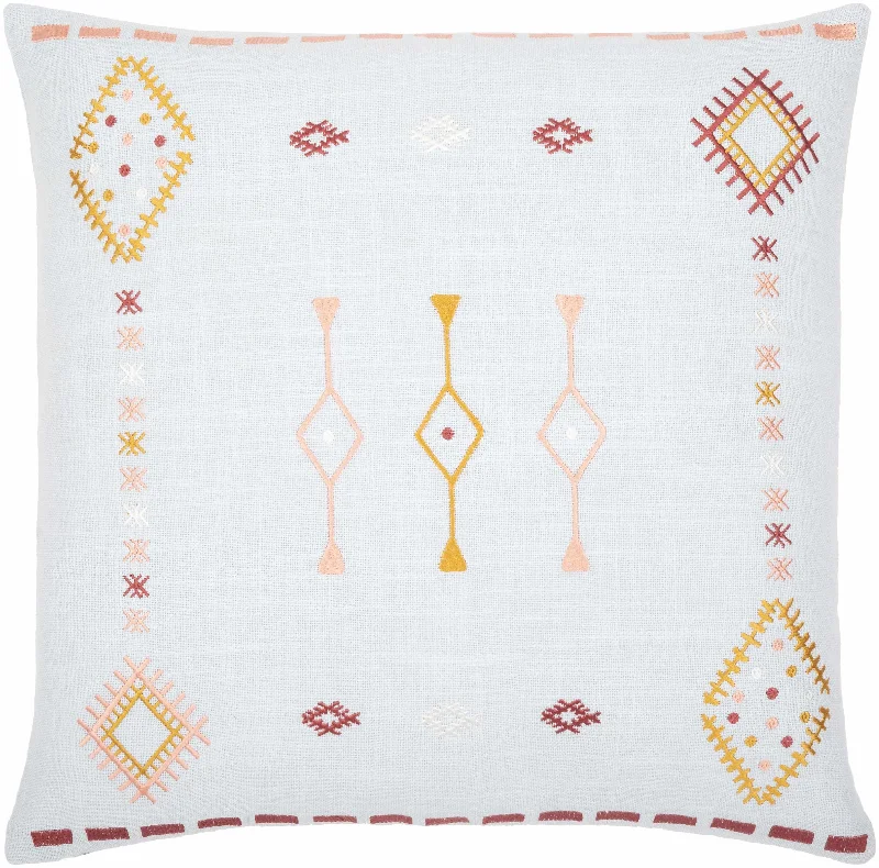 Zada White Geometric Pattern Throw Pillow - Clearance