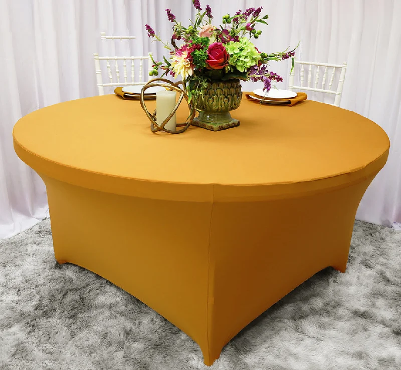 6 Ft Round Spandex (220 GSM) Table Cover - Gold (1pc)