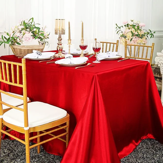 90"x156" Seamless Rectangular Satin Tablecloth - Red (1pc)