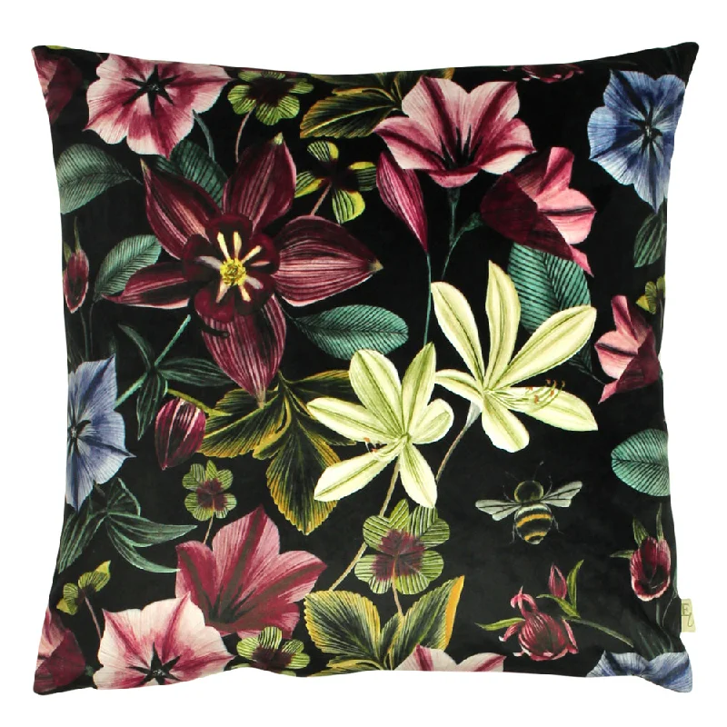 Midnight Garden Floral Square Cushion Shiraz