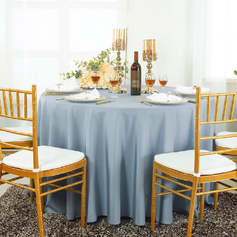 108" Seamless Round Polyester (220 GSM) Tablecloth - Dusty Blue (1pc)