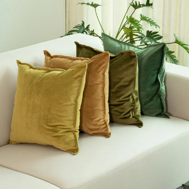 Moss Solid Color Velvet Throw Pillow Cover