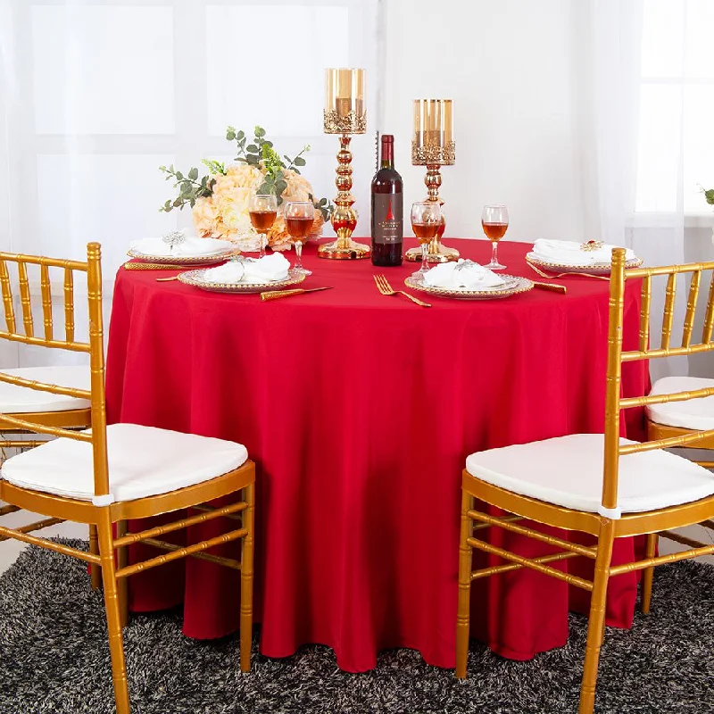 90" Seamless Round Heavy Duty Polyester (220 GSM) Tablecloth - Red (1pc)