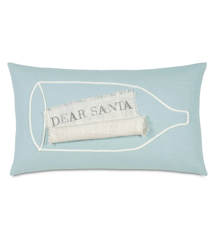 Wish List in a Bottle Holiday Lumbar Pillow Cover 13x22