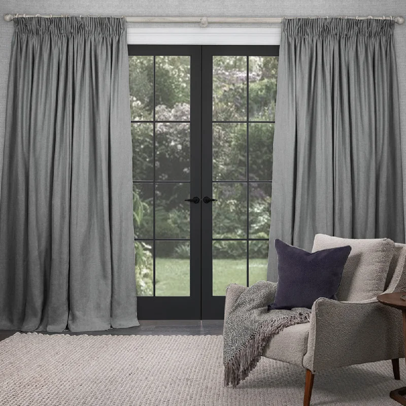 Emilio Woven Pencil Pleat Curtains Pebble