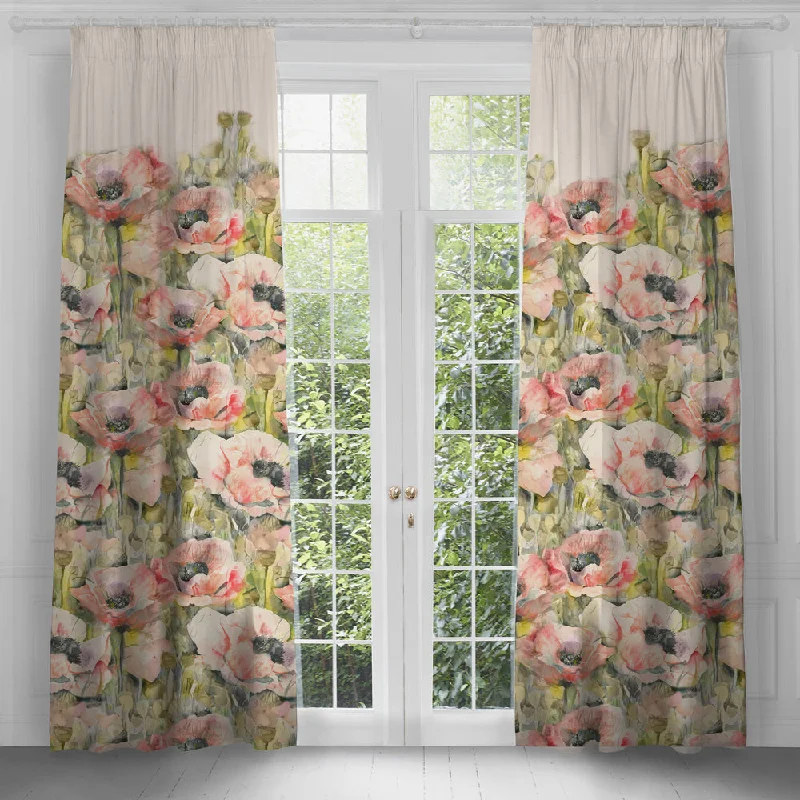 Papavera Printed Pencil Pleat Curtains Sweetpea