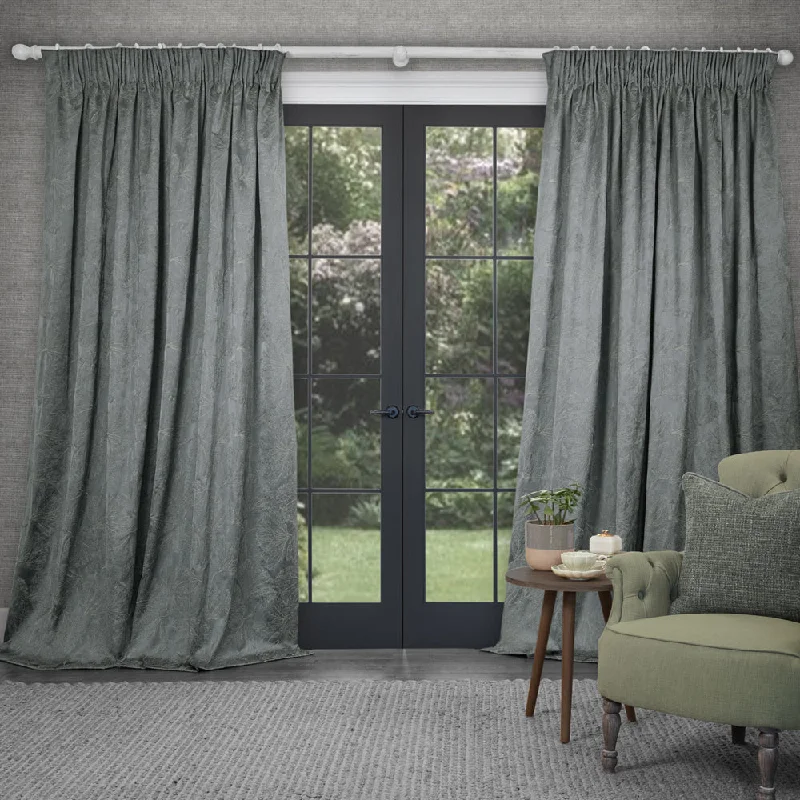 Sitara Embroidered Pencil Pleat Curtains Lead