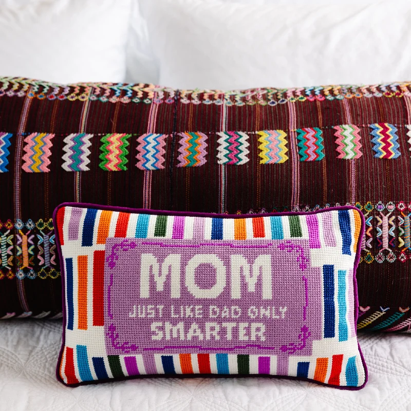 Mom Rules Needlepoint Pillow