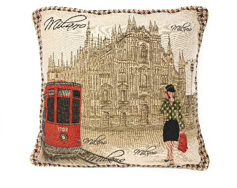 DaDa Bedding Postcard of Milan Cathedral Elegant Throw Pillow Cushion Cover. 1-Piece 18"