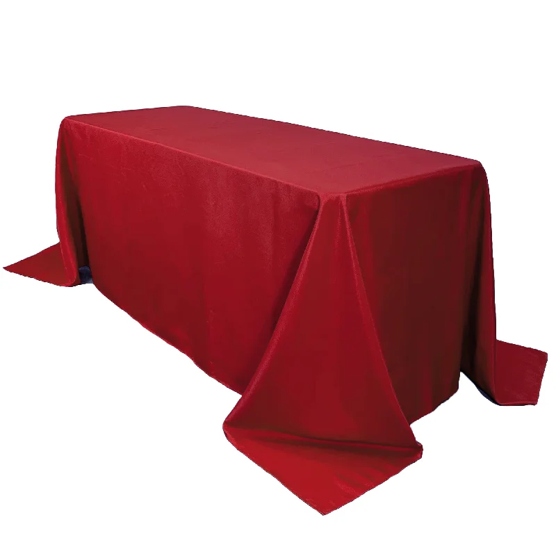 90 x 156 inch Polyester Rectangular Tablecloth Dark Red