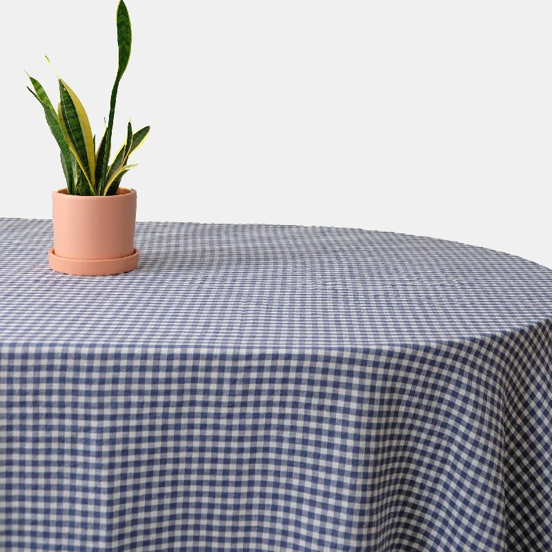 Linen Tablecloth in Blue Small Gingham