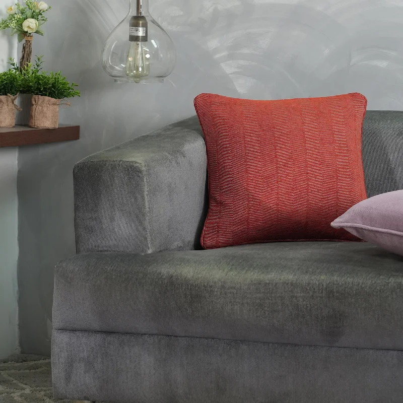 Caroline Herringbone Textured Soft Woven Red Cushion Cover