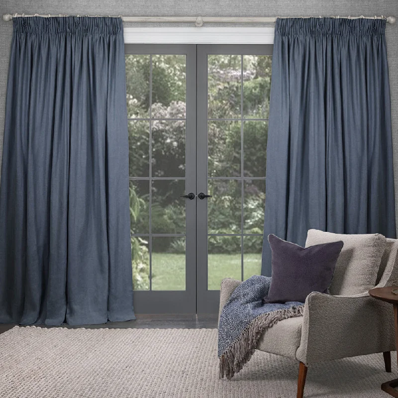 Emilio Woven Pencil Pleat Curtains Storm