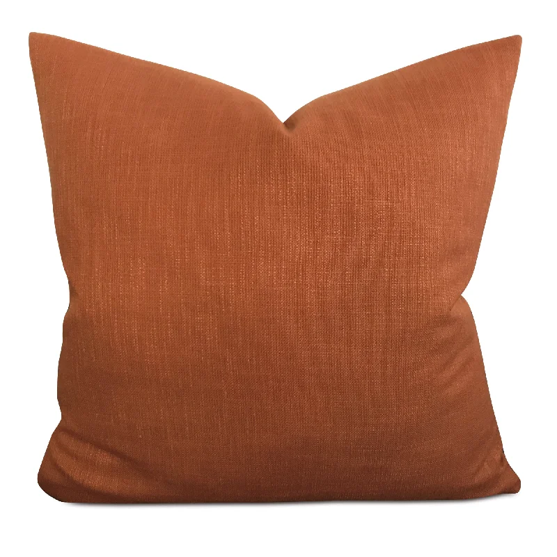 Orange Cotton Linen Blend Throw Pillow Cover 22x22