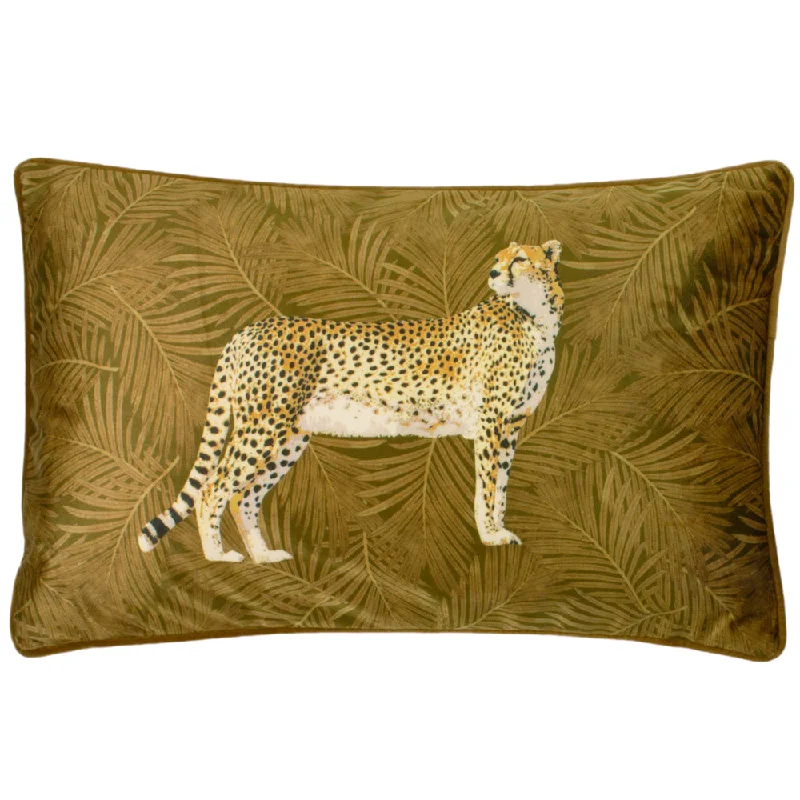 Cheetah Forest Velvet Cushion Gold