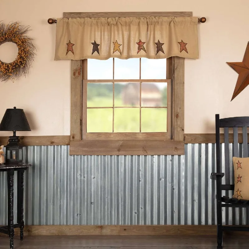 Stratton Burlap Applique Star Valance Curtain