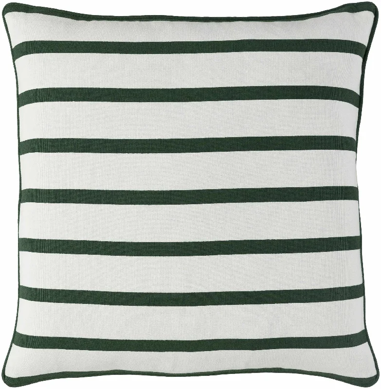 Muenster White Green Striped Throw Pillow - Clearance