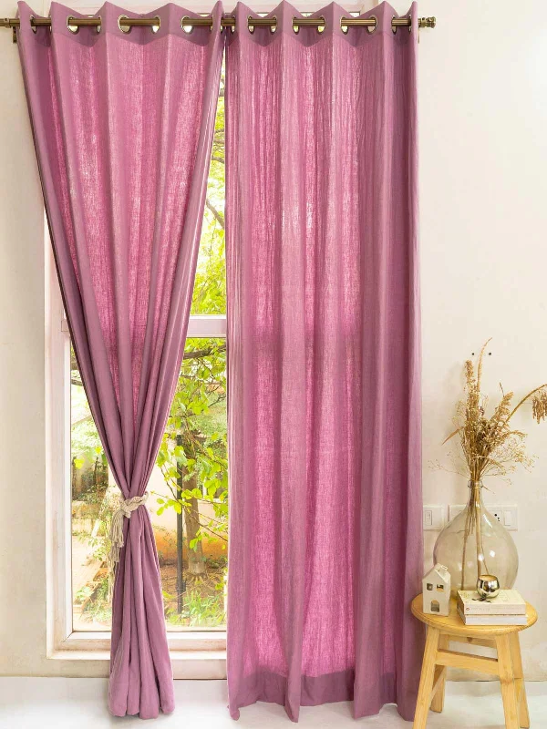 Solid Linen  100% cotton curtain for living room - Room darkening Curtain - Lavender  - Single